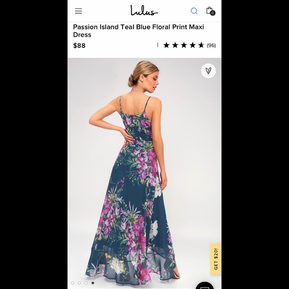 Lulus Passion Island Teal Blue Floral Print Maxi Dress - Picture 4 of 5